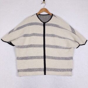 St John Vintage Cape‎ Jacket 6 Striped Zip Front Poncho Dolman Knit Quiet Luxury